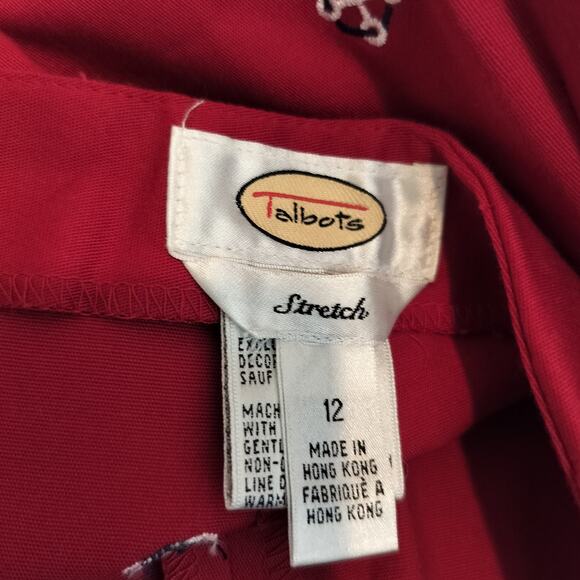 Vintage Talbots Pants Nautical Anchor Embroidered Cropped High Waist - Picture 9 of 9